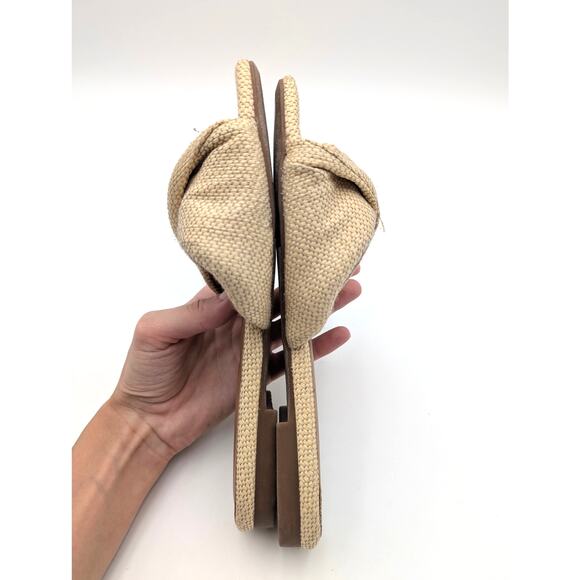 Nordstrom Cerise Faux Leather Weave Slide Sandal Women's Beige Size US7.5M EU38 - Picture 5 of 11